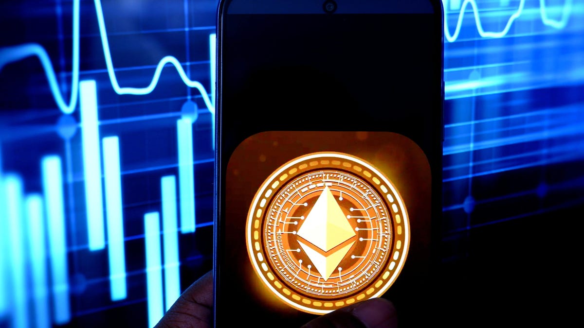Ethereum's logo on a smartphone screen.