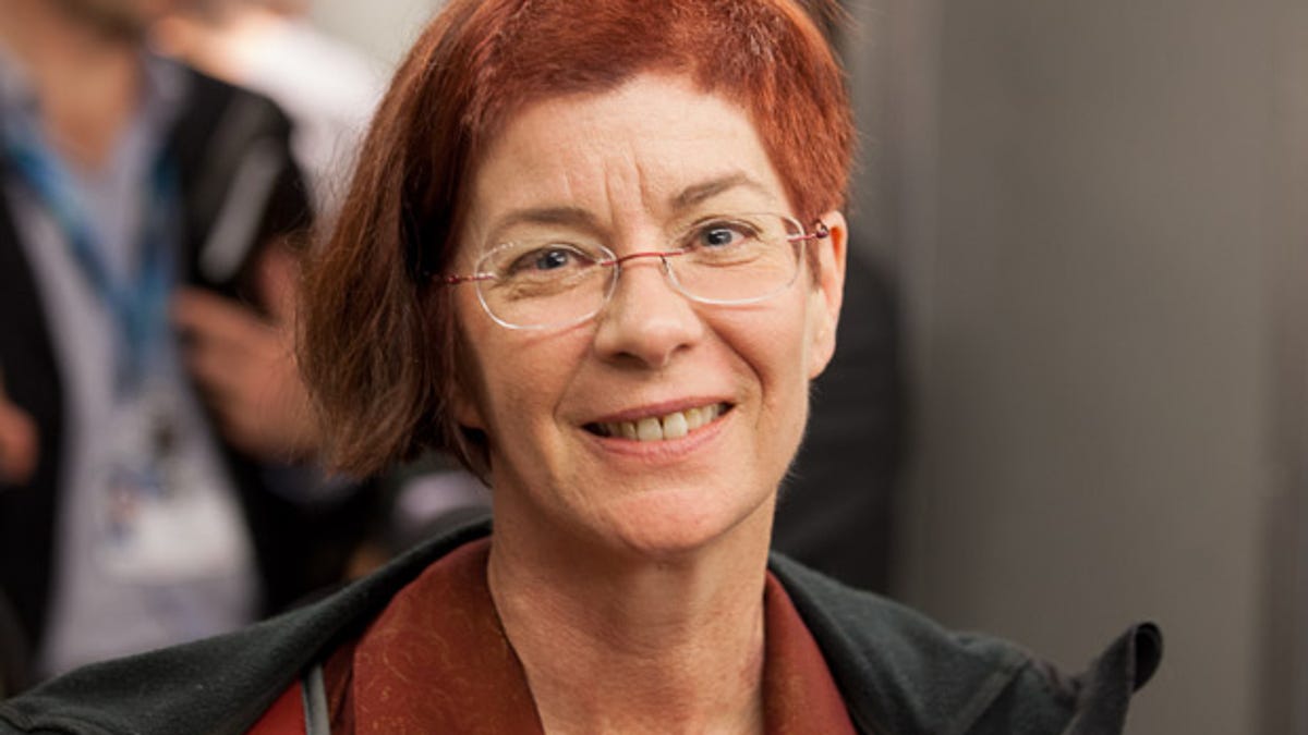 Mozilla leader and "Chief Lizard Wrangler" Mitchell Baker at Mobile World Congress in 2012.