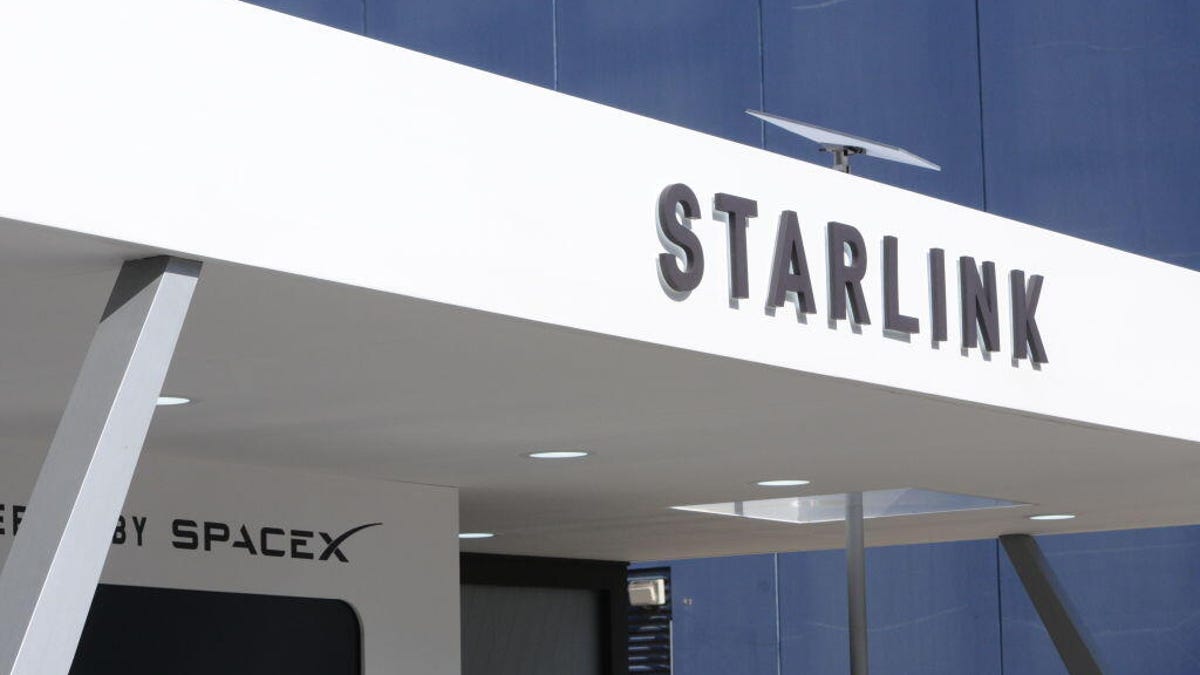 SpaceX building showing Starlink logo