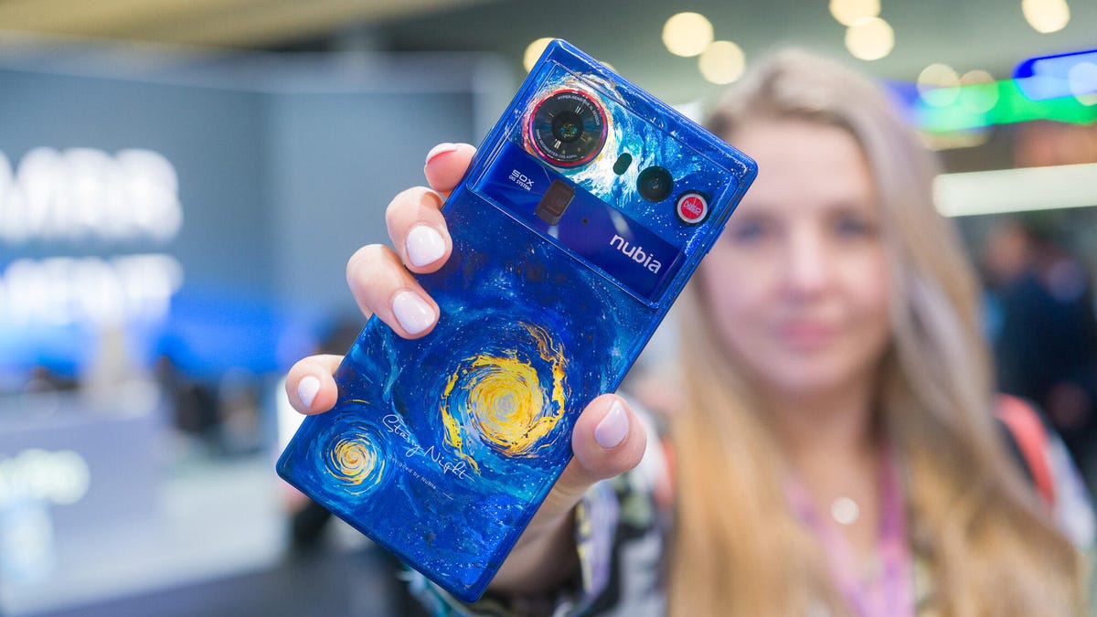 Image of a phone with Starry Night graphics