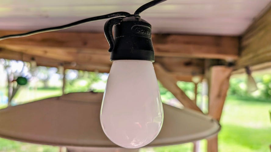 Up close picture of Govee RGBIC Outdoor String lightbulb powered off