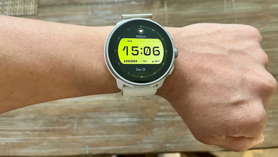 The Suunto Run Watch on a wrist.