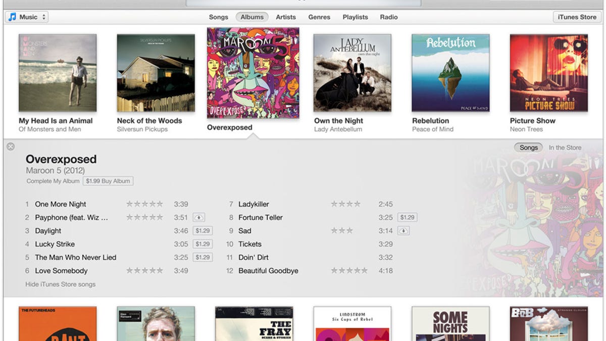 iTunes 11's new interface.