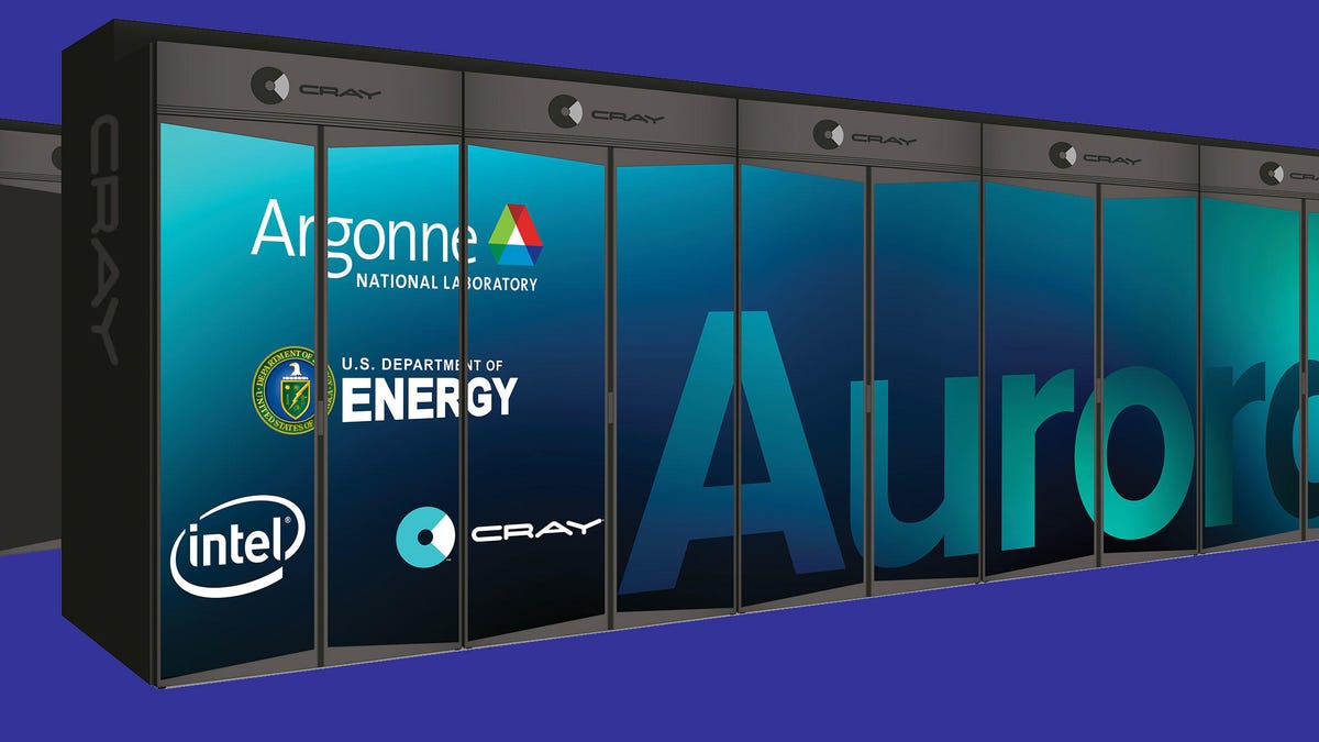 A mockup of the Intel-Cray Aurora supercomputer