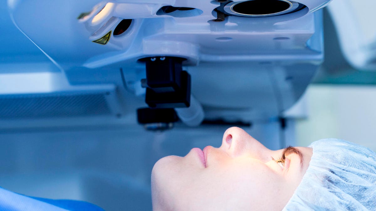 woman undergoing LASIK eye surgery
