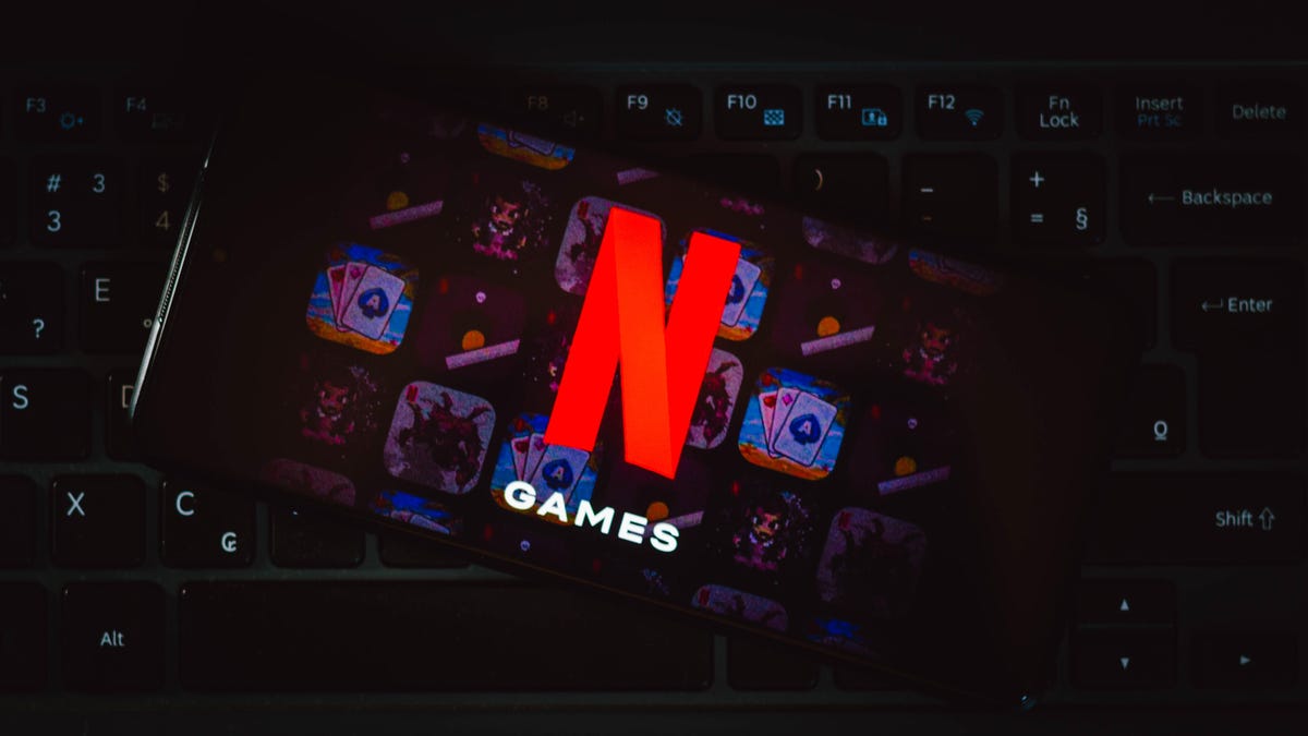 The Netflix Games logo on a smartphone