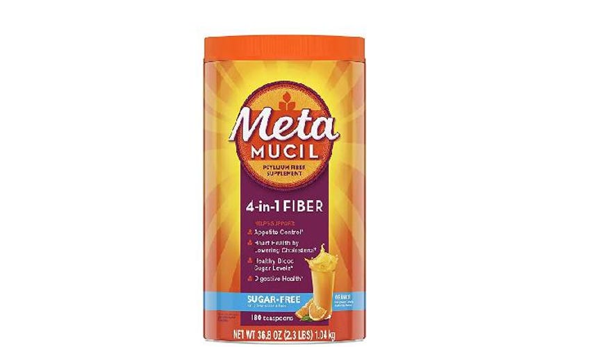Container of Metamucil 4-in-1 fiber supplement