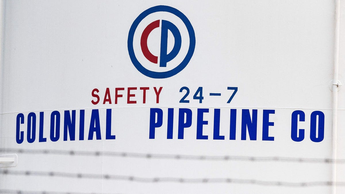 Fuel tanks are seen at Colonial Pipeline Baltimore Delivery in Baltimore