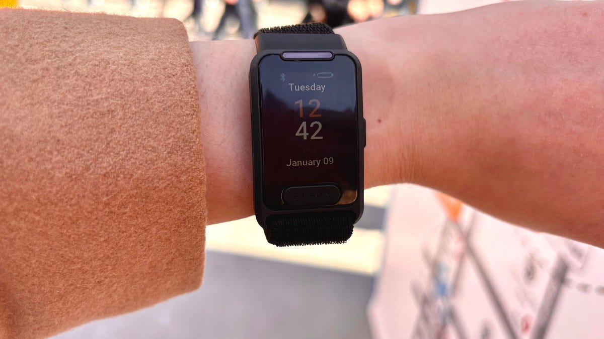 The Pison Ready wristband being worn