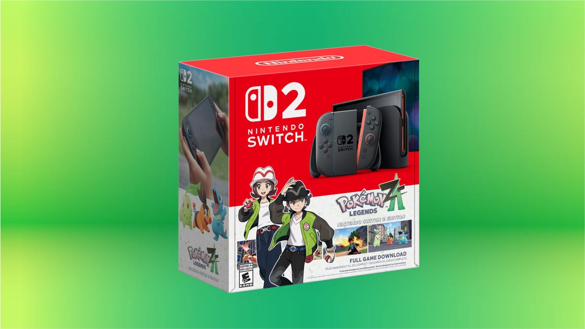 Nintendo Switch 2 Pokemon Legends Z-A Bundle box on green gradient