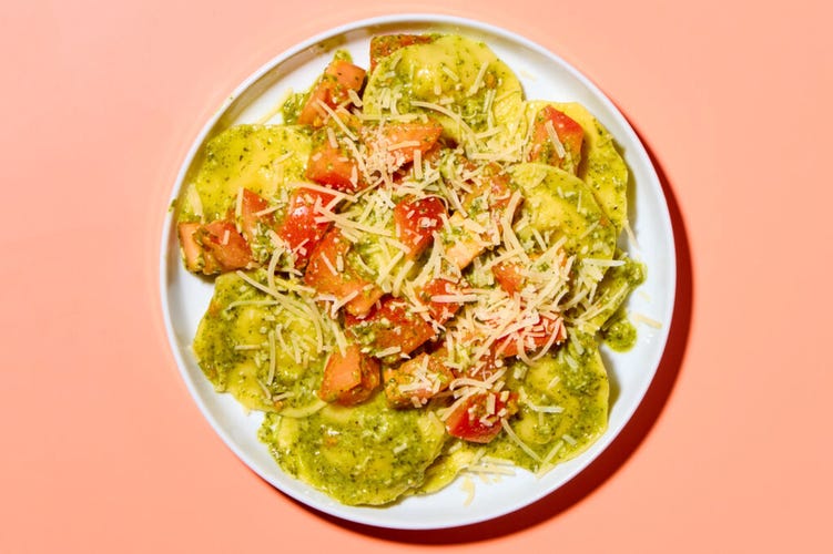 ravioli with pesto sauce