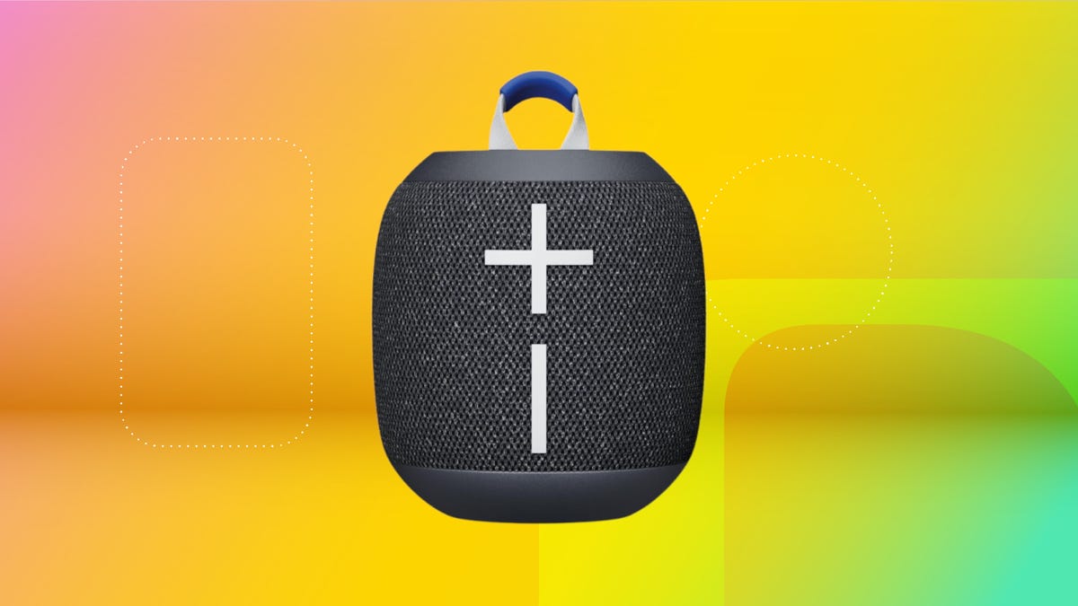 Shows the Ultimate Ears Wonderboom 4 speaker on a yellow background.