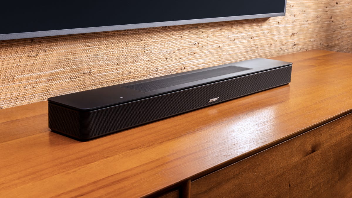 Bose Smart Soundbar 600 on a TV stand