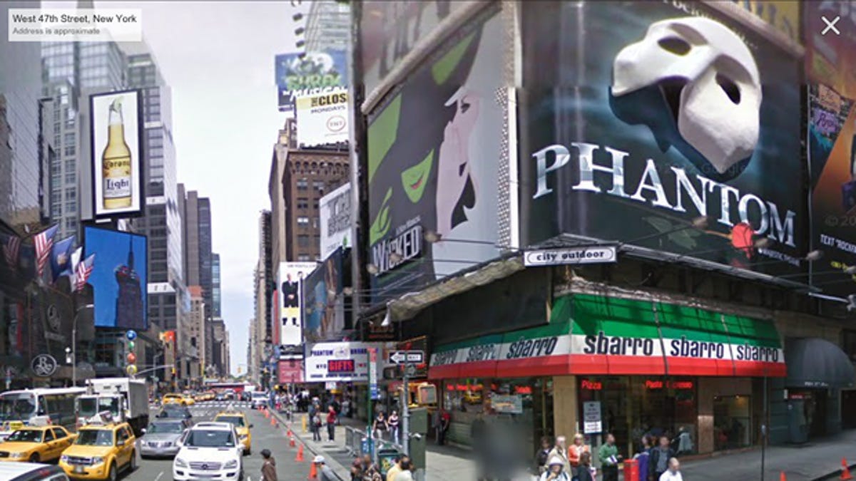 Times Square as seen by Google Maps Street View.