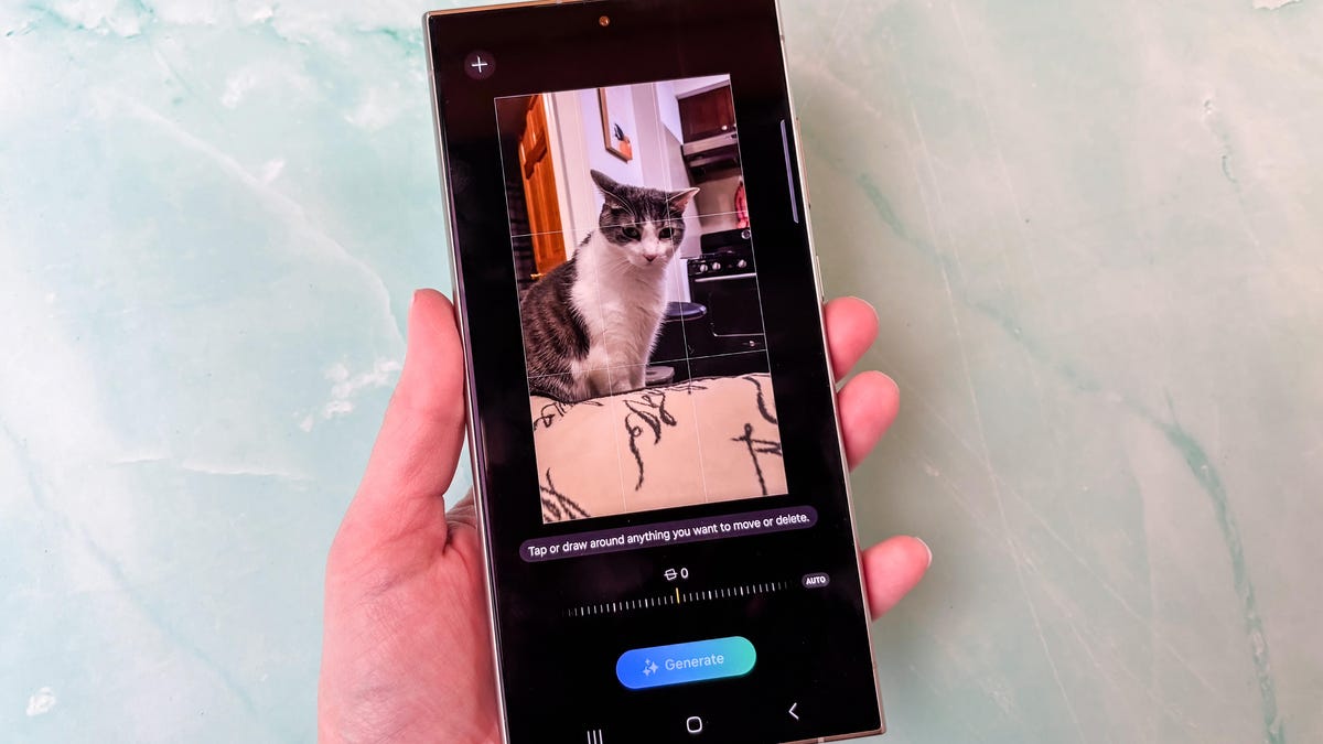 The Galaxy S24 Ultra showing the new Generative Edit feature