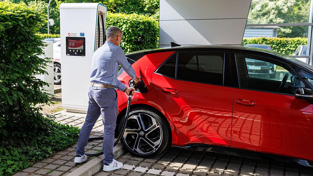 Volkswagen electric car being charged