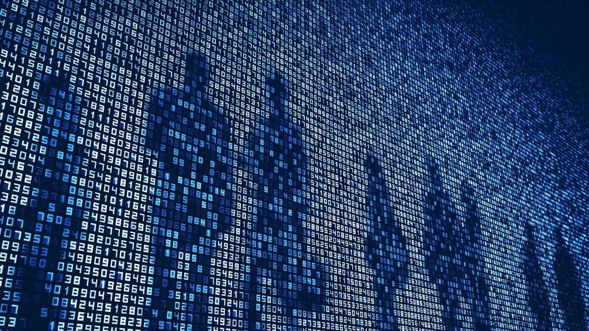 Peoples shadows on numbers on huge digital display screen wall