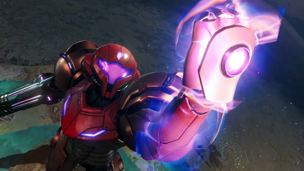 samus from metroid prime hold her hand up