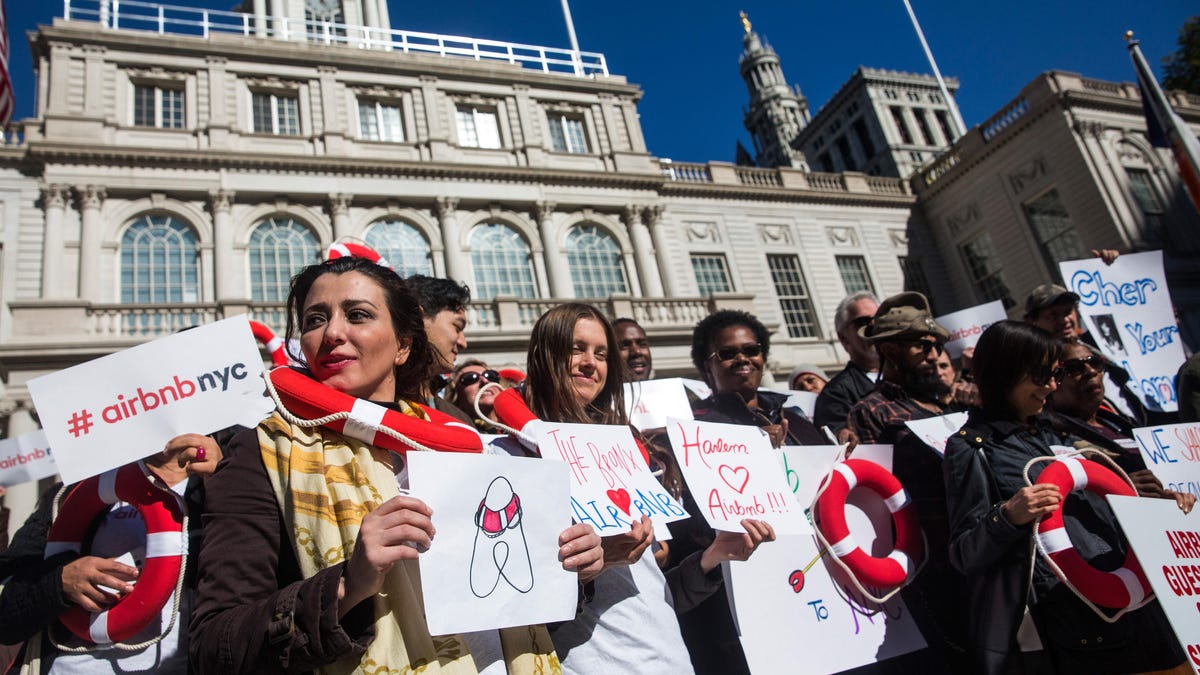 NYC Airbnb Hosts Rally At City Hall As City Debates Guidelines