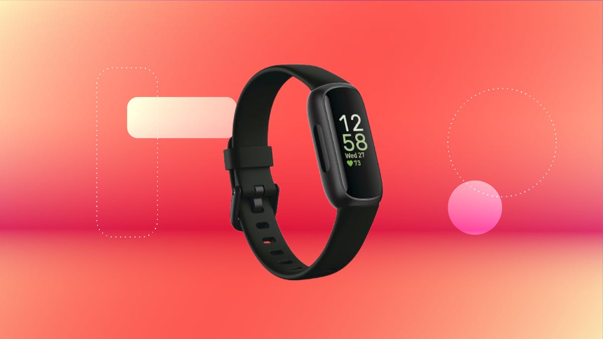 Shows the Fitbit Inspire 3 on a red background.