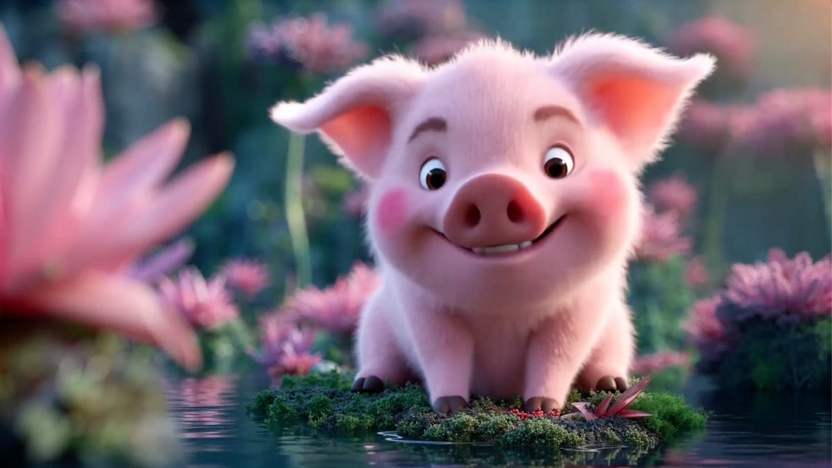 AI-generated cartoon pig made with Lightricks