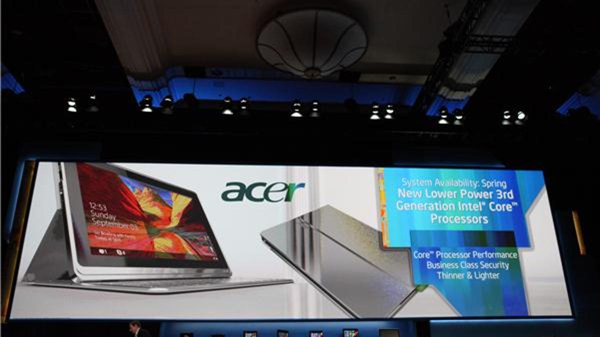 Acer touch convertible ultrabook shown today Intel's CES keynote: Acer touch convertible: all future ultrabook designs must be touch, Intel said today.