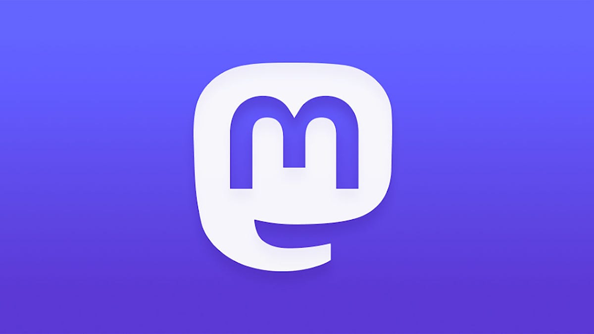The icon for the Mastodon social network, looking like both a pachyderm head and a speech bubble