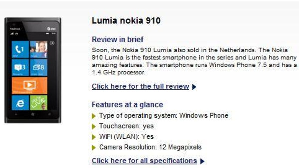 Nokia Lumia 910