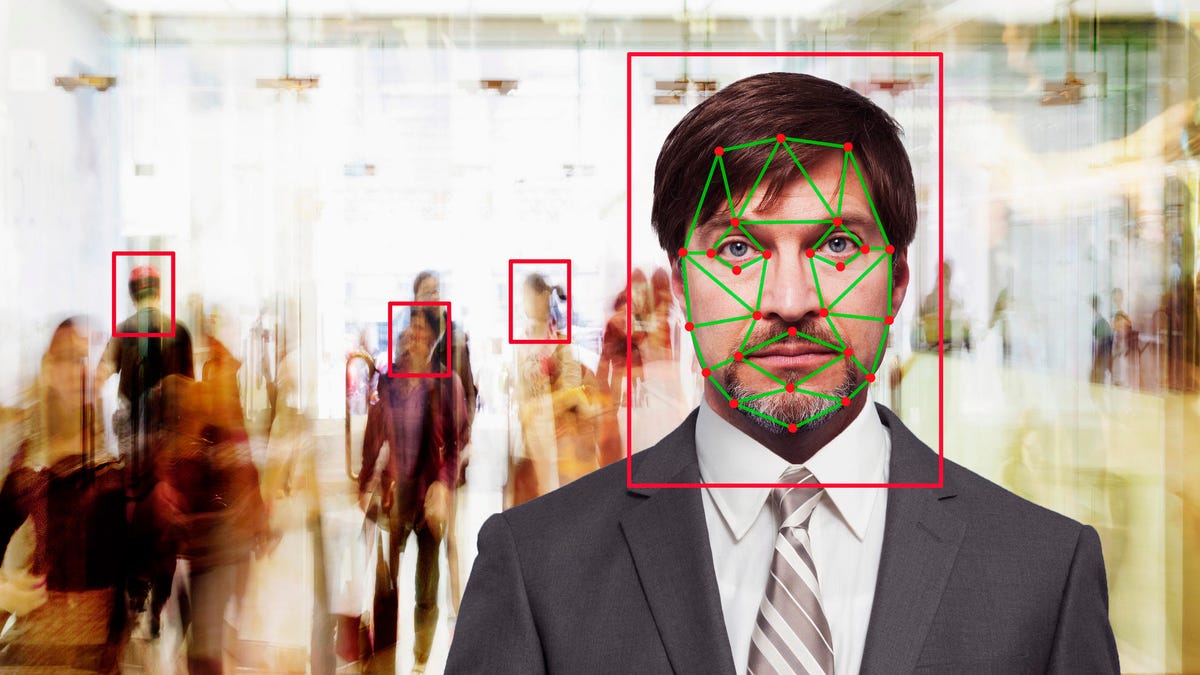 Facial recognition of Caucasian businessman