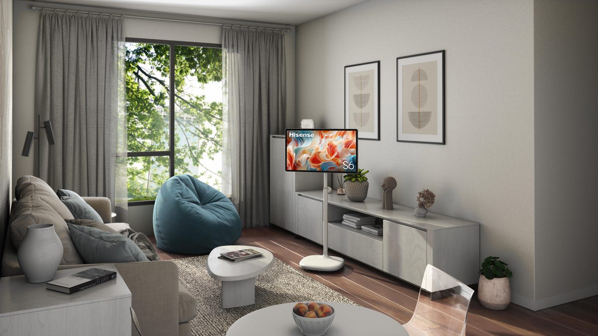 Hisense S6 FollowMe TV in a living room environment