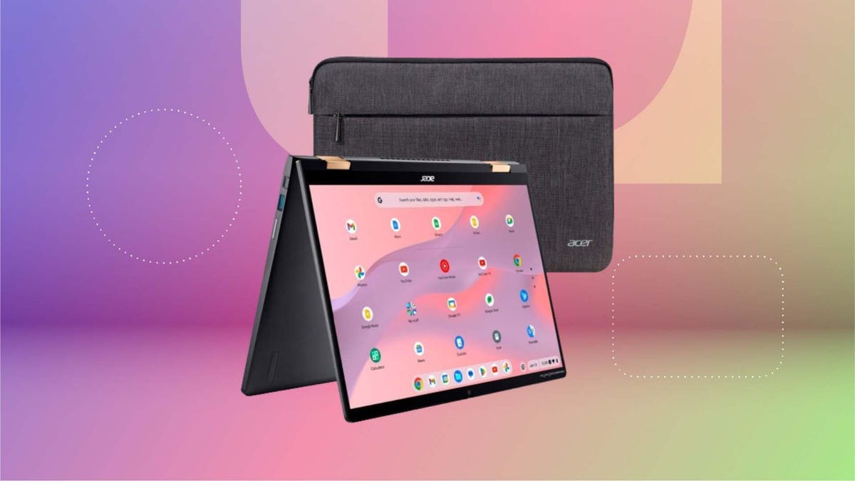 Acer Chromebook Spin 714 on pink background