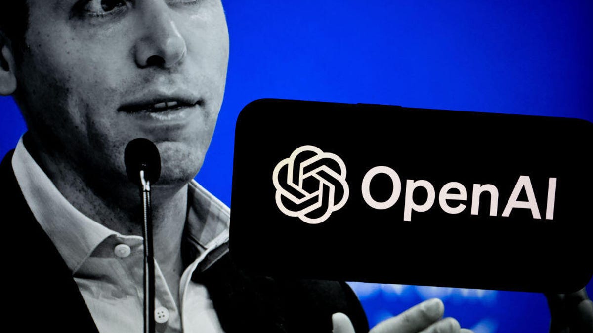 A combined image of the OpenAI logo and CEO Sam Altman.