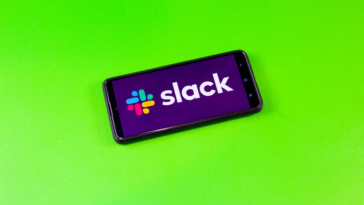 Slack app logo on a phone screen