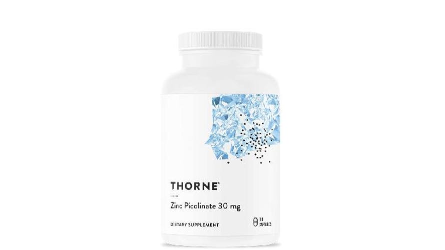 Bottle of Thorne Zinc supplements