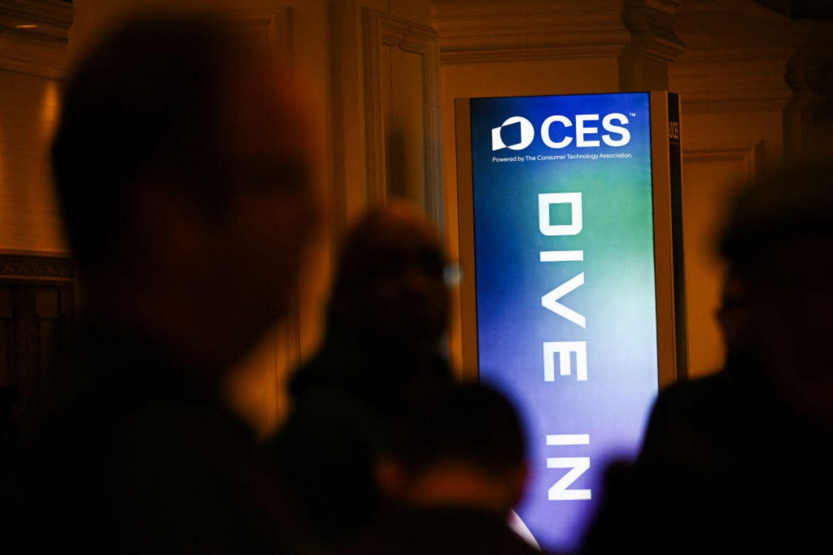 silhouettes and a CES sign that says "DIVE IN"