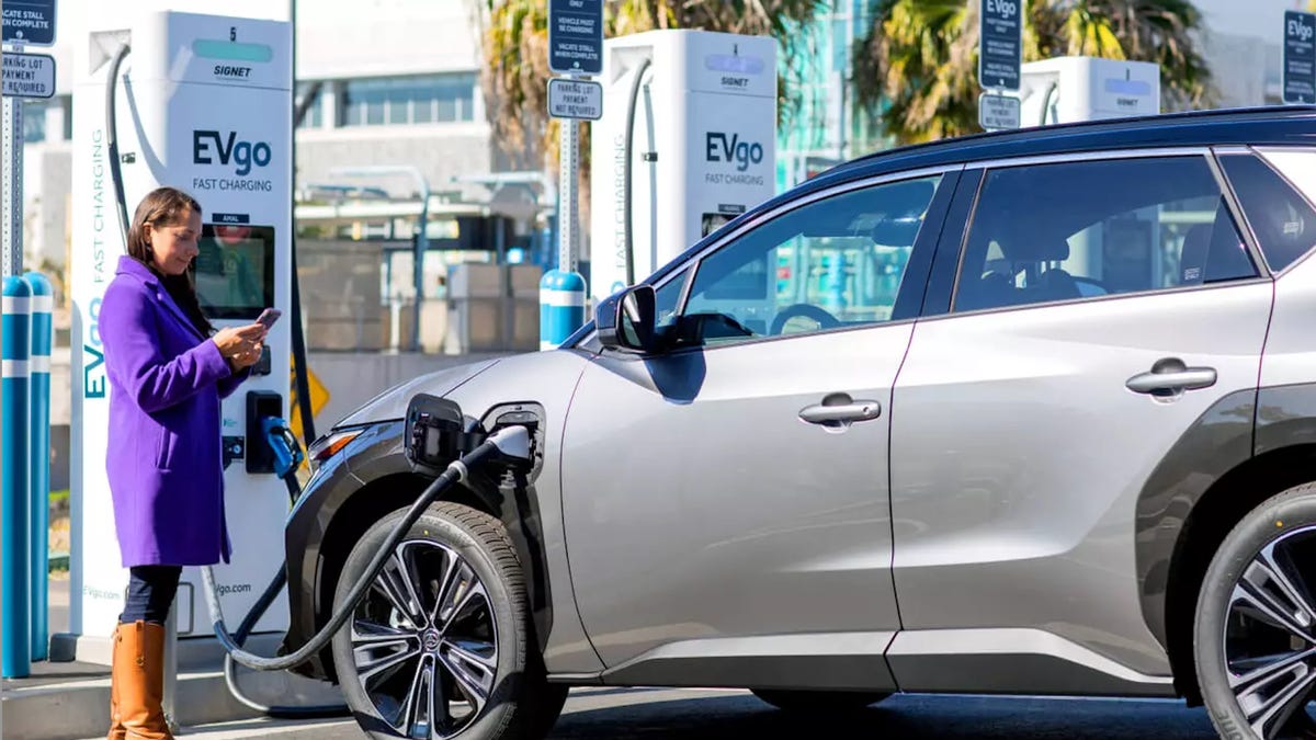 Toyota bz4x charging at EVgo station