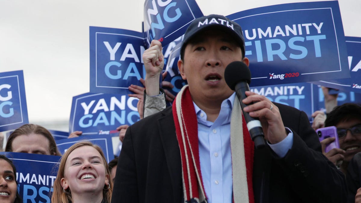 Andrew Yang, son of an IBM researcher and university systems administrator, is a techno-savvy candidate for president. What's with the MATH hat? He told CNBC: "One of my supporters said something to me -- that the opposite of Donald Trump is an Asian man who likes math."